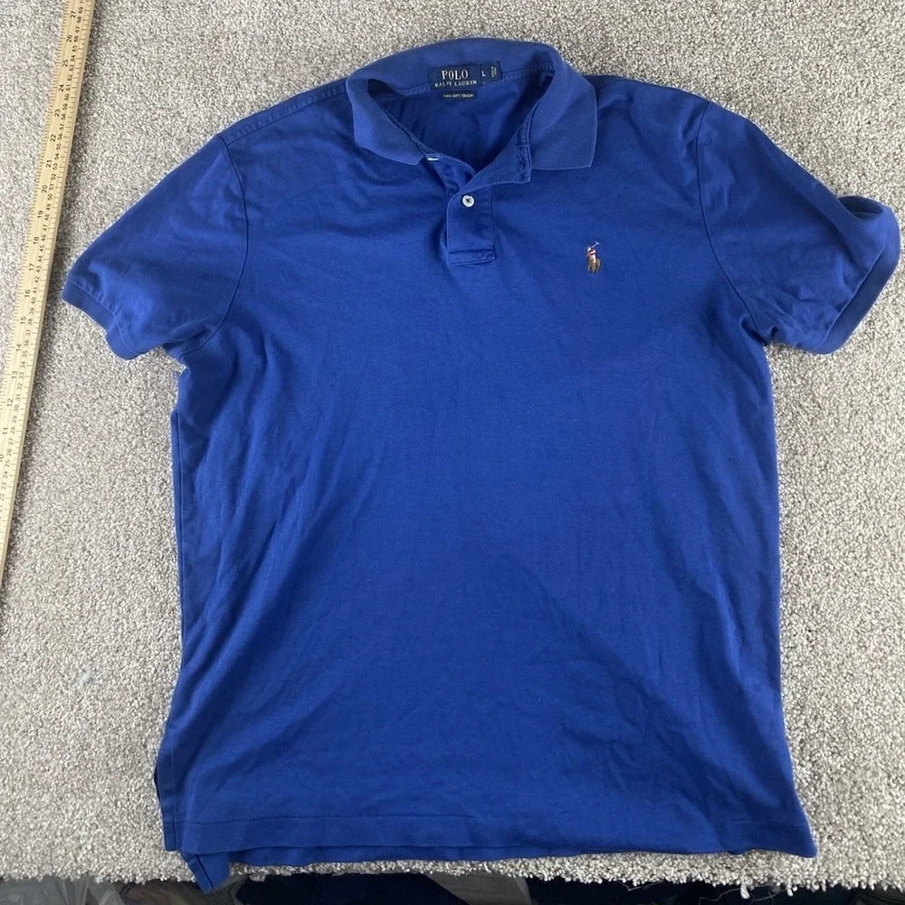 Polo Ralph Lauren Pima Soft Touch Cotton Polo Solid Blue Men L Flesh Pony Preppy